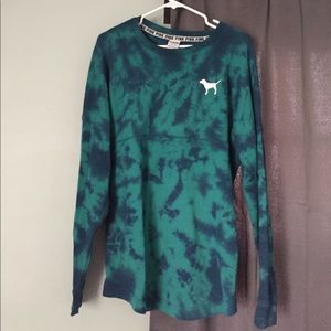 Vs pink tie dye varsity crew